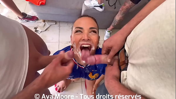 BUKKAKE GEANT – Salope Française Suce Des Inconnus pour l’Euro 2024 de Football