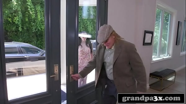 Sexy Brunette Beauty Giving Stepgrandpa Something Sweet To Lick