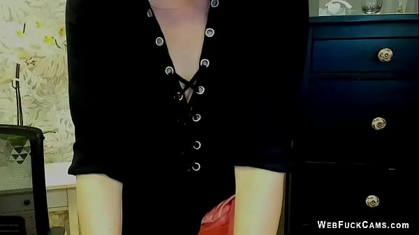 German amateur blonde MILF flashes cleavage on webcam