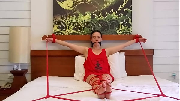 Sofi Bondage red ropes on the bed. Part 2