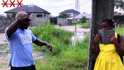 Teacher Teaches Schoolgirl a Lesson Outside