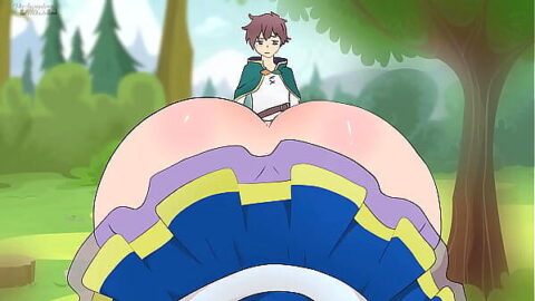 Aqua’s Seductive Short Skirt in God’s Blessing Parody